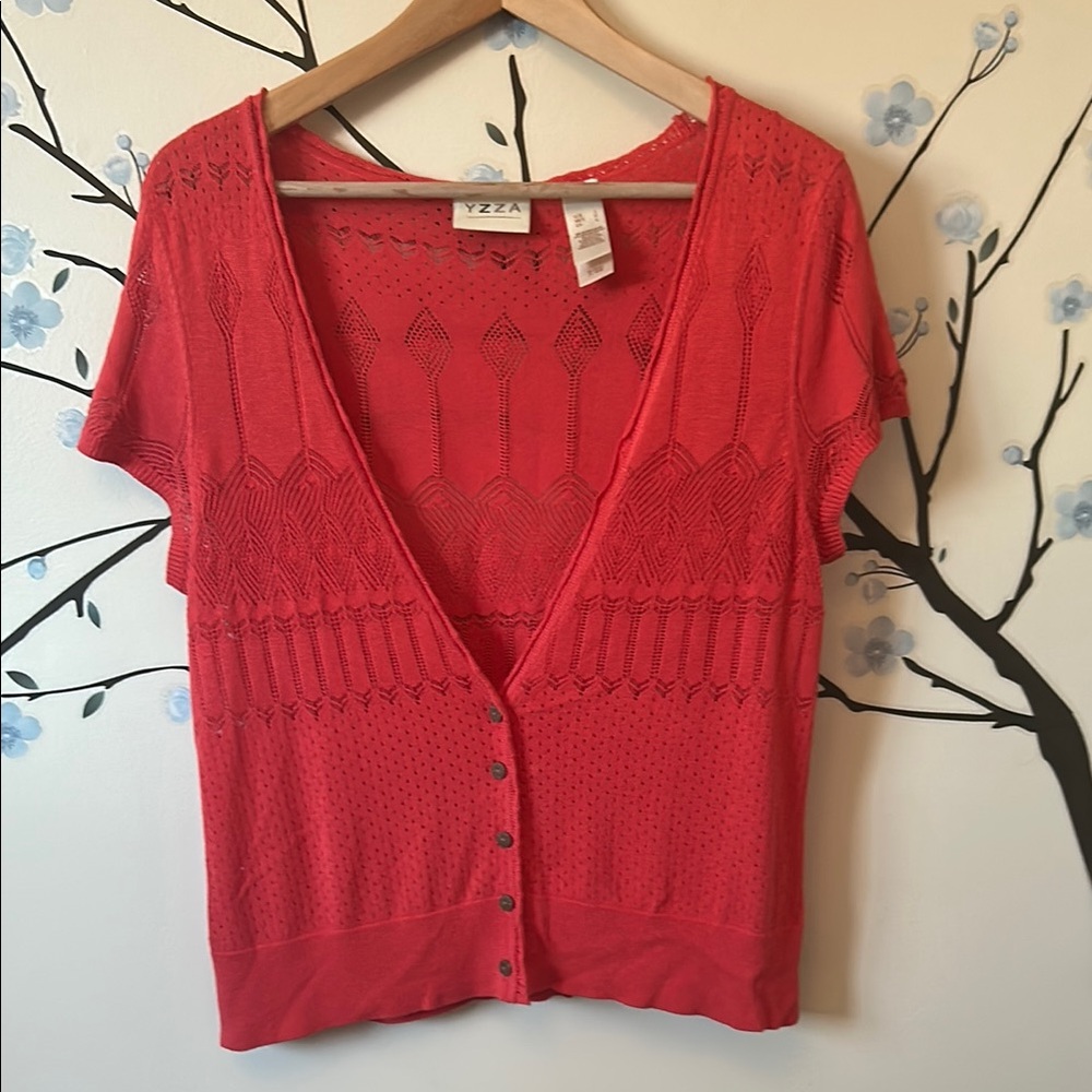 YZZA silk pink V-Neck Button-Up Cardigan